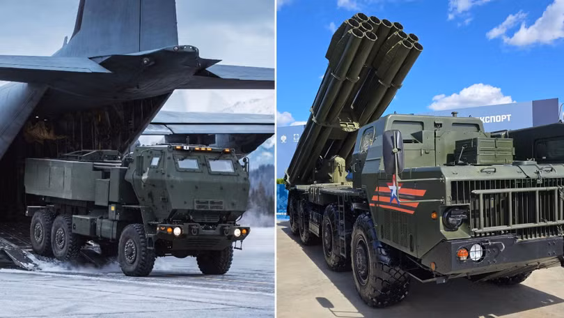 Các hệ thống pháo M142 HIMARS của Mỹ và Tornado-S của Nga. Ảnh: Wiki.