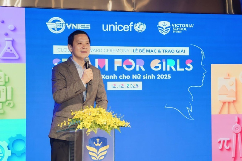 GS.TS Lê Anh Vinh – Viện trưởng Viện Khoa học Giáo dục Việt Nam, Trưởng Ban Tổ chức phát biểu tại lễ trao giải