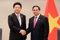 Thủ tướng Phạm Minh Chính tiếp ông Akio Yoshida, Chủ tịch điều hành Tập đoàn AEON (Ảnh: VGP)