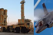 Hệ thống phóng và radar của hệ thống phòng không Bavar 373 (bên trái) và chiến đấu cơ F-35. Ảnh: MW.