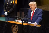 Tổng thống Mỹ Donald Trump phát biểu tại Đại hội đồng Liên hợp quốc lần thứ 80 tại New York, Mỹ ngày 23/9. ảnh: Reuters.