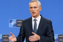 Tổng thư ký NATO Jens Stoltenberg phát biểu trong cuộc họp báo tại Trụ sở NATO ở Brussels vào ngày 14/6/2024 (Ảnh: Getty)
