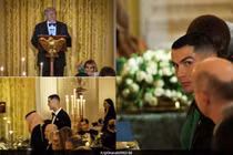 Siêu sao bóng đá Cristiano Ronaldo cùng nhiều nhân vật nổi tiếng được mời tham dự dạ tiệc của Tổng thống Mỹ Donald Trump tại Nhà Trắng tối 18/11. Ảnh: NDTV.