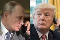 Tổng thống Nga Vladimir Putin và người đồng cấp Mỹ Donald Trump đã có cuộc điện đàm tối 19/5. Ảnh: AFP.