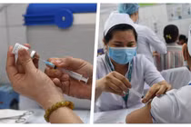 Tiêm ngừa vaccine COVID-19 cho nhân viên y tế tại TP.HCM (Ảnh: Hòa Bình ghép) 
