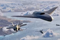 Hình ảnh vi tính mô tả Vectis cùng các UAV phối hợp tác chiến với máy bay F-35. Ảnh: TMZ.