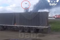 Máy bay không người lái Ukraine cất cánh từ thùng xe tải bay đi oanh kích sân bay. Ảnh: Chinatimes.