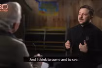 Tổng thống Ukraine Zelensky trả lời phỏng vấn Đài CBS hôm 14/4. Ảnh: QQnews.