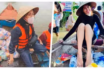 Thuỷ Tiên tuyên bố tiền cứu trợ bão lũ đã tăng lên 150 tỉ đồng (Ảnh: FBNV, Hoà Bình ghép) 