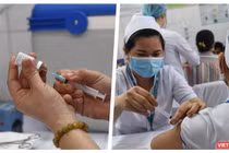 Tiêm vaccine ngừa COVID-19 cho nhân viên y tế - Ảnh: Hoà Bình ghép