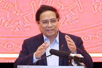 Thủ tướng Phạm Minh Chính tại buổi làm việc với Ban Thường vụ Thành ủy Đà Nẵng vào đêm qua (9/2). Ảnh VGP