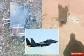 Những hình về chiến đấu cơ F-15, mảnh vỡ và ghế ngồi sau khi gặp nạn. Ảnh: NYPost.