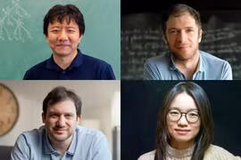 Các nhà toán học đoạt giải thưởng Fields 2026, theo chiều kim đồng hồ từ trên xuống dưới, từ trái sang phải: Yu Deng, John Pardon, Hong Wang và Jacob Tsimerman. Ảnh: Getty.