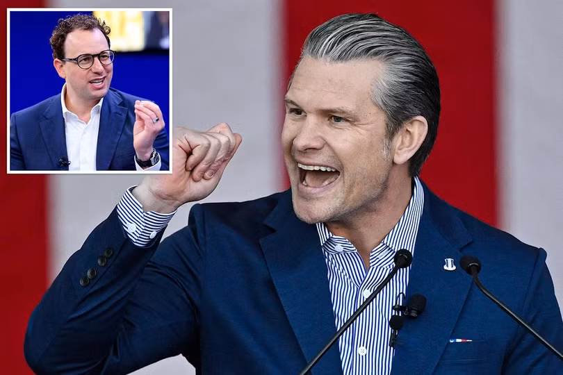 Cuộc gặp giữa Bộ trưởng Chiến tranh Mỹ Pete Hegseth (trái) và CEO Anthropic Dario Amodei (phải) về cho phép quân đội sử dụng không hạn chế công nghệ AI sáng 24/2 không đạt kết quả. Ảnh: AOL.