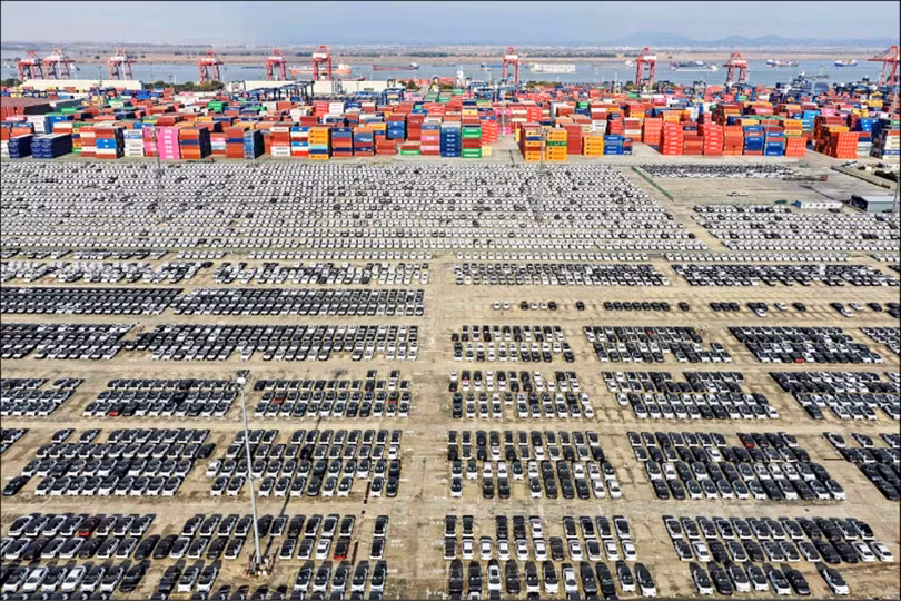 Xuất khẩu xe điện tháng 11/2025 của Trung Quốc tăng 87% so với cùng kỹ năm trước. Ảnh: AFP.