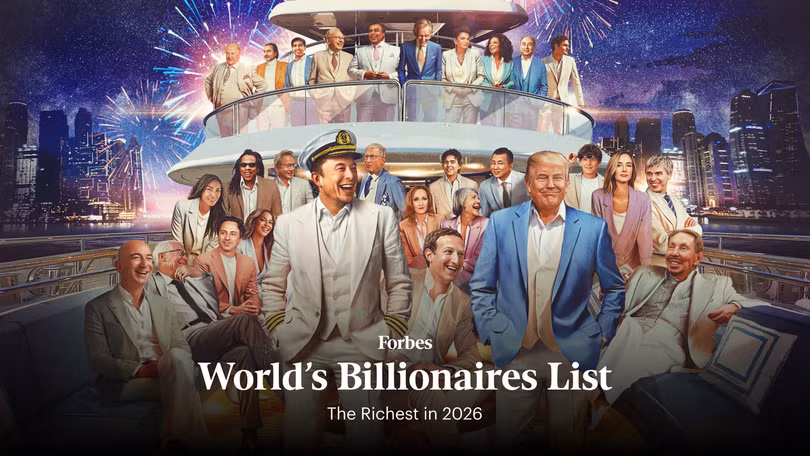 Thế giới năm 2026 có tới 3.428 tỷ phú USD theo xếp hạng của Forbes. Ảnh: Forbes.