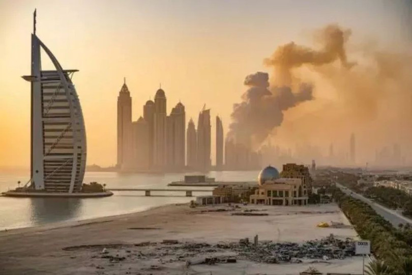 Dubai chìm trong khói lửa chiến tranh - điều ít ai có thể ngờ tới sẽ xảy ra ở "thiên đường chốn hạ giới" này. Ảnh: Creaders.