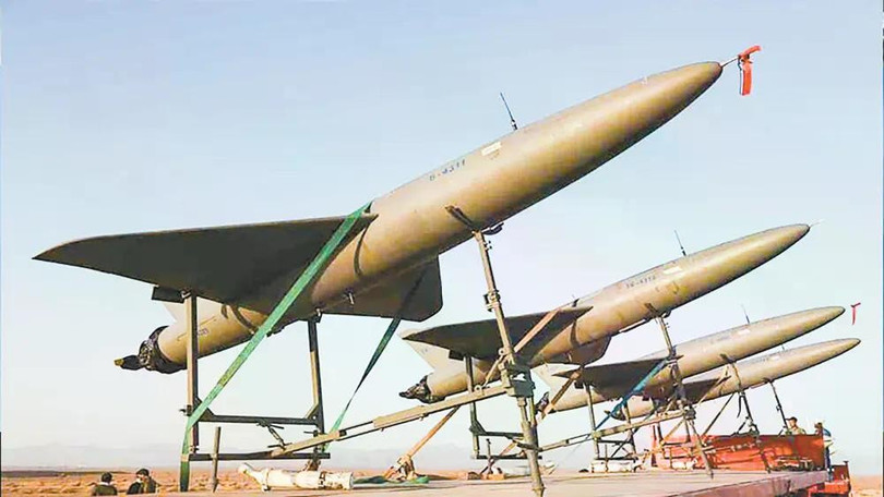 Máy bay không người lái cảm tử tầm xa Arash-2 của Iran có tầm bắn tới 2000 km. Ảnh: Huanqiu.