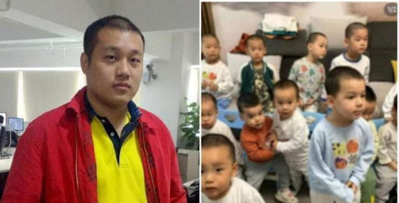 Tỷ phú Từ Ba và một số bé trai được cho là con ông ta. Ảnh: 