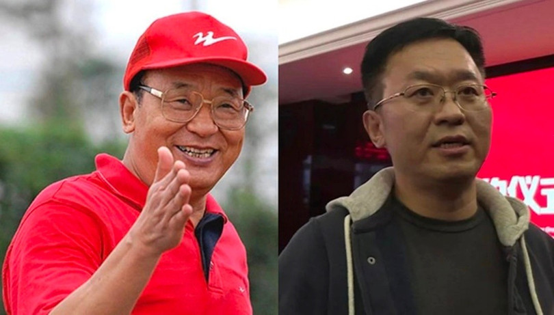 "Vua giày" Uông Hải và con trai Uông Quân vừa bị ông đoạn tuyệt quan hệ. Ảnh: 