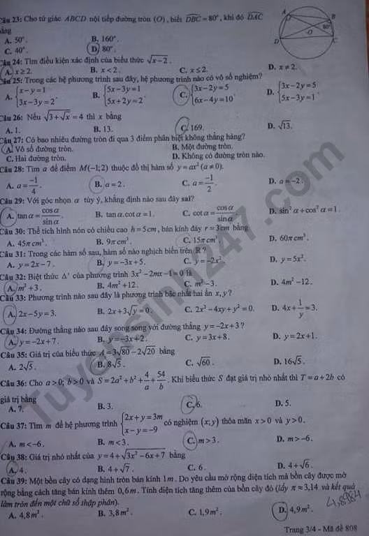 Đáp án đề thi vào lớp 10 môn Toán tỉnh Hưng Yên - Trang 3/4
