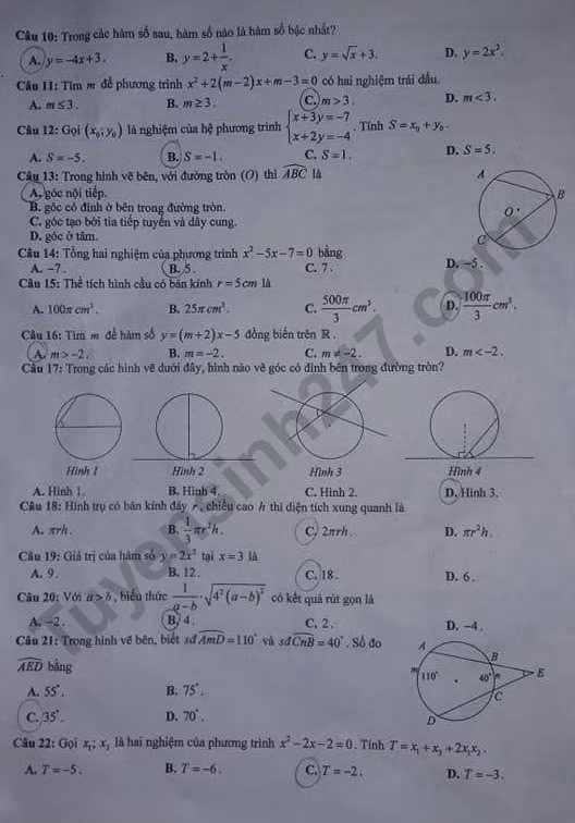 Đáp án đề thi vào lớp 10 môn Toán tỉnh Hưng Yên - Trang 2/4