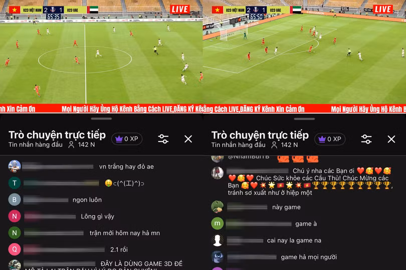 Trận đấu trên game mô phỏng đúng tỷ số thực của trận đấu giữa U23 Việt Nam và U23 UAE khiến nhiều người tin là thật. Ảnh: Chụp màn hình.