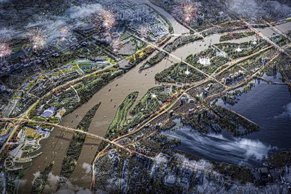 Dự án Trục đại lộ cảnh quan sông Hồng được HĐND TP Hà Nội thông qua chủ trương đầu tư ngày 14/12. Siêu dự án có diện tích hơn 11.000 hecta, tổng vốn sơ bộ 855.000 tỷ đồng, kỳ vọng tái thiết đô thị hai bờ sông và tạo “kỳ tích sông Hồng”.