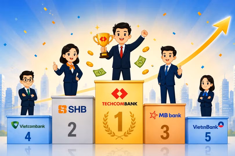 Ngân hàng có nhân viên kiếm tiền giỏi nhất: Techcombank dẫn đầu, vượt SHB, Vietcombank, VietinBank