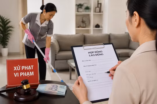Chủ nhà thuê người giúp việc không ký hợp đồng, không báo chính quyền sẽ bị xử phạt. Ảnh: Xuân Lực/AI.