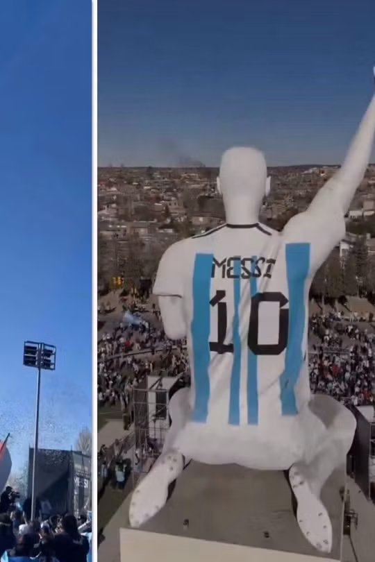 Cận cảnh tượng Messi quỳ gối cao nhất thế giới