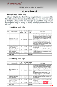 Bảng giá set F0, F1 điều trị ở bệnh viện (Ảnh - VT)