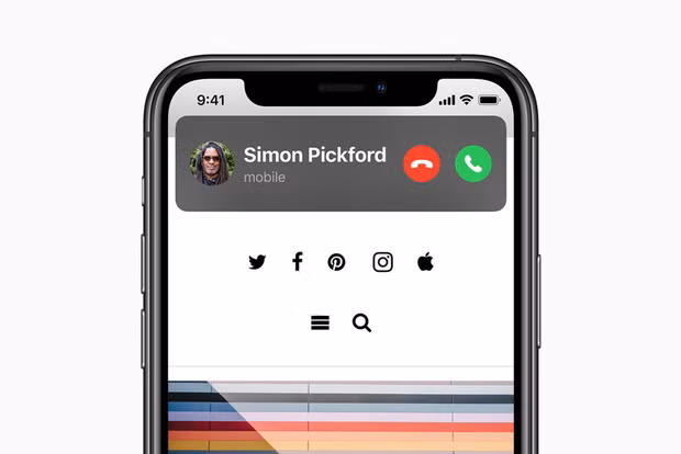 Cuộc gọi đến sẽ hiển thị góc nhỏ trên màn hình