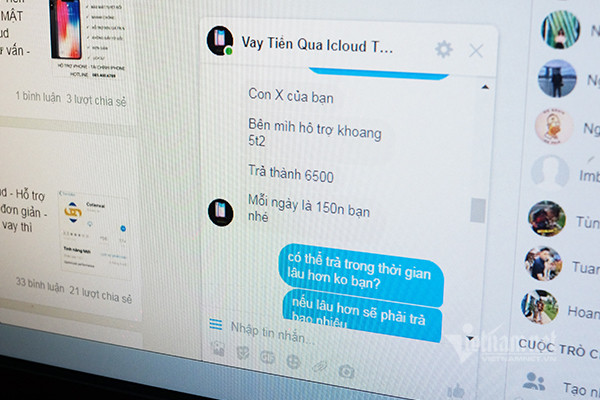 Tuy được quảng cáo là cho vay giá rẻ, lãi suất cho hình thức vay tiền gắn iCloud lên đến 0,5% mỗi ngày. Ảnh: Trọng Đạt Tuy được quảng cáo là cho vay giá rẻ, lãi suất cho hình thức vay tiền gắn iCloud lên đến 0,5% mỗi ngày. Ảnh: Trọng Đạt