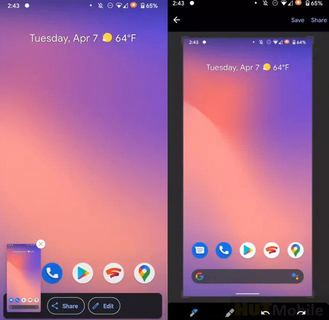 Giao diện chụp ảnh màn hình trên Android 11. Giao diện chụp ảnh màn hình trên Android 11.