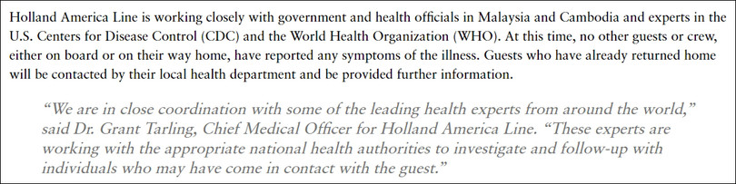 Tuyên bố tìm người của hãng Holland America Line (Ảnh: Guancha)