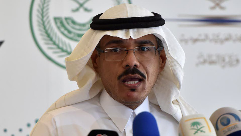 Người phát ngôn Bộ Y tế Arab Saudi thông báo tại cuộc họp báo về trường hợp "siêu lây nhiễm" 72 người tại một khách sạn (Ảnh: CNS).