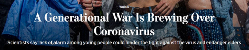 The Wall Street Journal cho rằng đã diễn ra cuộc chiến giữa các thế hệ trong thời dịch bệnh Viêm phổi do virus Corona mới (Ảnh: Guancha). The Wall Street Journal cho rằng đã diễn ra cuộc chiến giữa các thế hệ trong thời dịch bệnh Viêm phổi do virus Corona mới (Ảnh: Guancha).