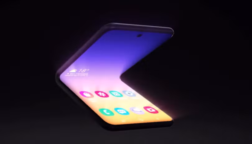 Hình ảnh được Samsung tiết lộ mới đây về mẫu điện thoại màn hình gập mới.