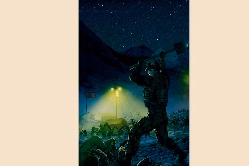 Tranh của phía Trung Quốc vẽ mô tả vụ xuong đột đêm 15/6 (Ảnh: Đa Chiều). Tranh của phía Trung Quốc vẽ mô tả vụ xuong đột đêm 15/6 (Ảnh: Đa Chiều).