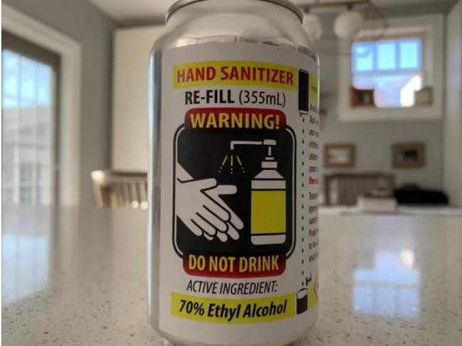 Dung dịch sát trùng tay được đóng vào vỏ lon bia (Ảnh: Creaders).