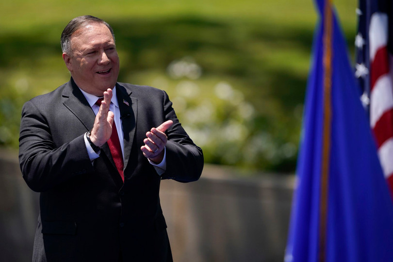 Ngày 23/7/2020,Ngoại trưởng Mỹ Mike Pompeo tuyên bố chính sách tiếp cận Trung Quốc đã thất bại, kệu gọi thành lập Liên minh dân chủ toàn cầu chống Trung Quốc (Ảnh: AP).