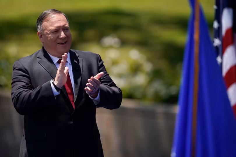 Ngày 23/7/2020,Ngoại trưởng Mỹ Mike Pompeo tuyên bố chính sách tiếp cận Trung Quốc đã thất bại, kệu gọi thành lập Liên minh dân chủ toàn cầu chống Trung Quốc (Ảnh: AP).