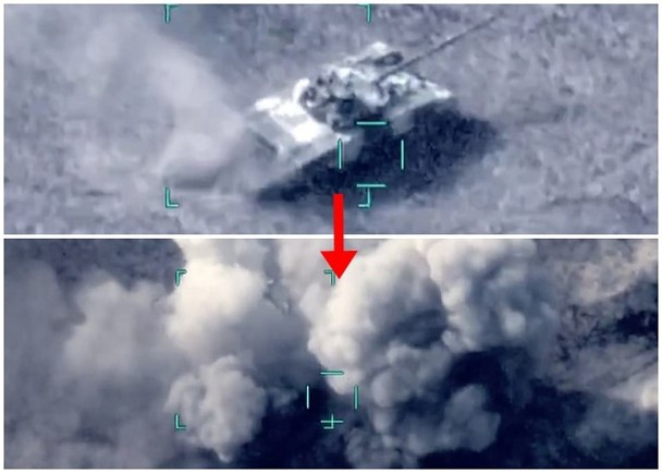 Xe tăng Armenia bị UAV của Azerbaijan tiêu diệt (Ảnh: Đông Phương).