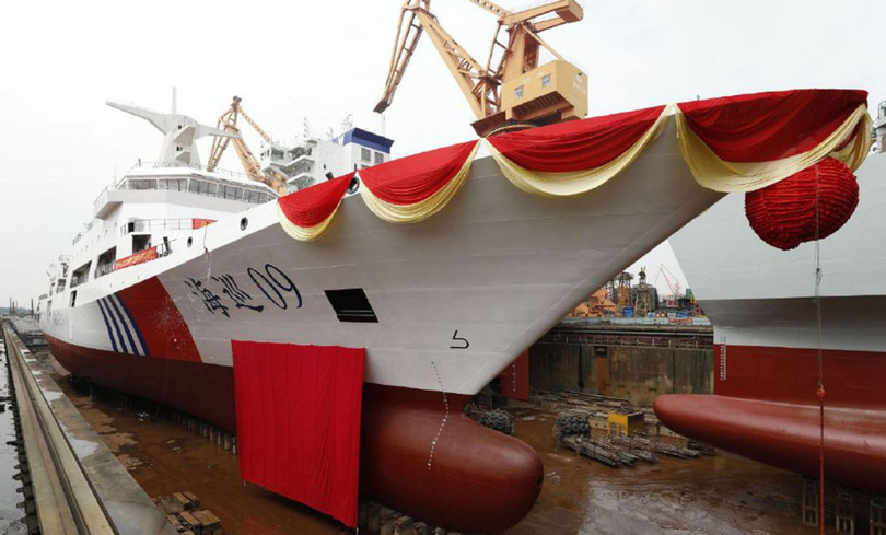 Tàu Hải Tuần 09 được hạ thủy ngày 29/9 (Ảnh: Đa Chiều).