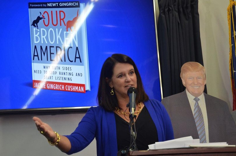 Nhà văn Jackie Gingrich Cushman cho rằng nhiều người Mỹ tuy không thích lời ông Trump nói nhưng sẽ bỏ phiếu cho ông vì thích chính sách và hành động của ông (Ảnh: mdjonline).