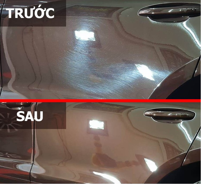 Bề mặt sơn trước và sau khi hoàn tất quá trình đánh bóng, hiệu chỉnh và phủ ceramic tại DPRO. Bề mặt sơn trước và sau khi hoàn tất quá trình đánh bóng, hiệu chỉnh và phủ ceramic tại DPRO.
