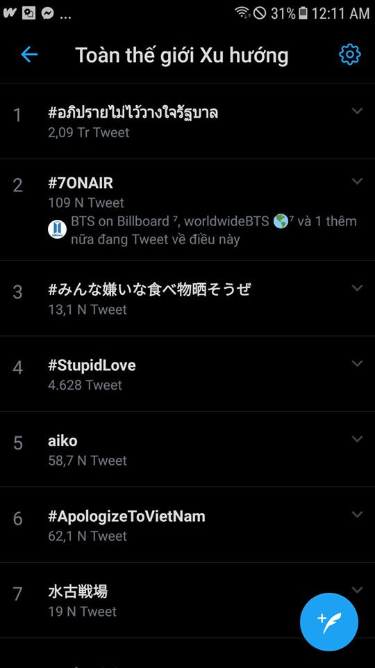 Hangtag #apologizetovietnam lên top lúc nửa đêm Hangtag #apologizetovietnam lên top lúc nửa đêm