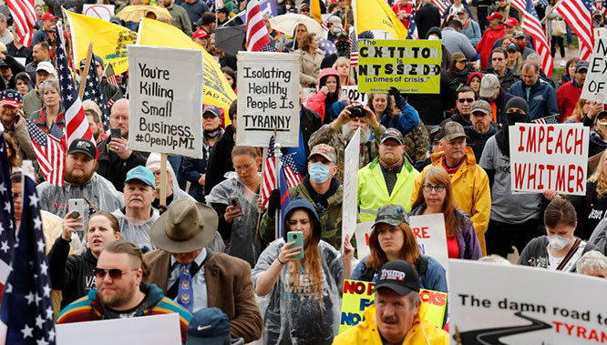 Biểu tình ở Michigan. Ảnh: Getty.