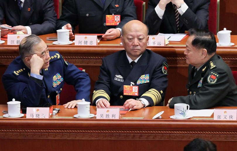 Ba tướng lãnh đạo Quân ủy Trung Quốc tại kỳ họp Quốc hội (trái qua phải): Mã Hiểu Thiên, Ngô Thắng Lợi, Trương Hựu Hiệp (Ảnh: Reuters) Ba tướng lãnh đạo Quân ủy Trung Quốc tại kỳ họp Quốc hội (trái qua phải): Mã Hiểu Thiên, Ngô Thắng Lợi, Trương Hựu Hiệp (Ảnh: Reuters)
